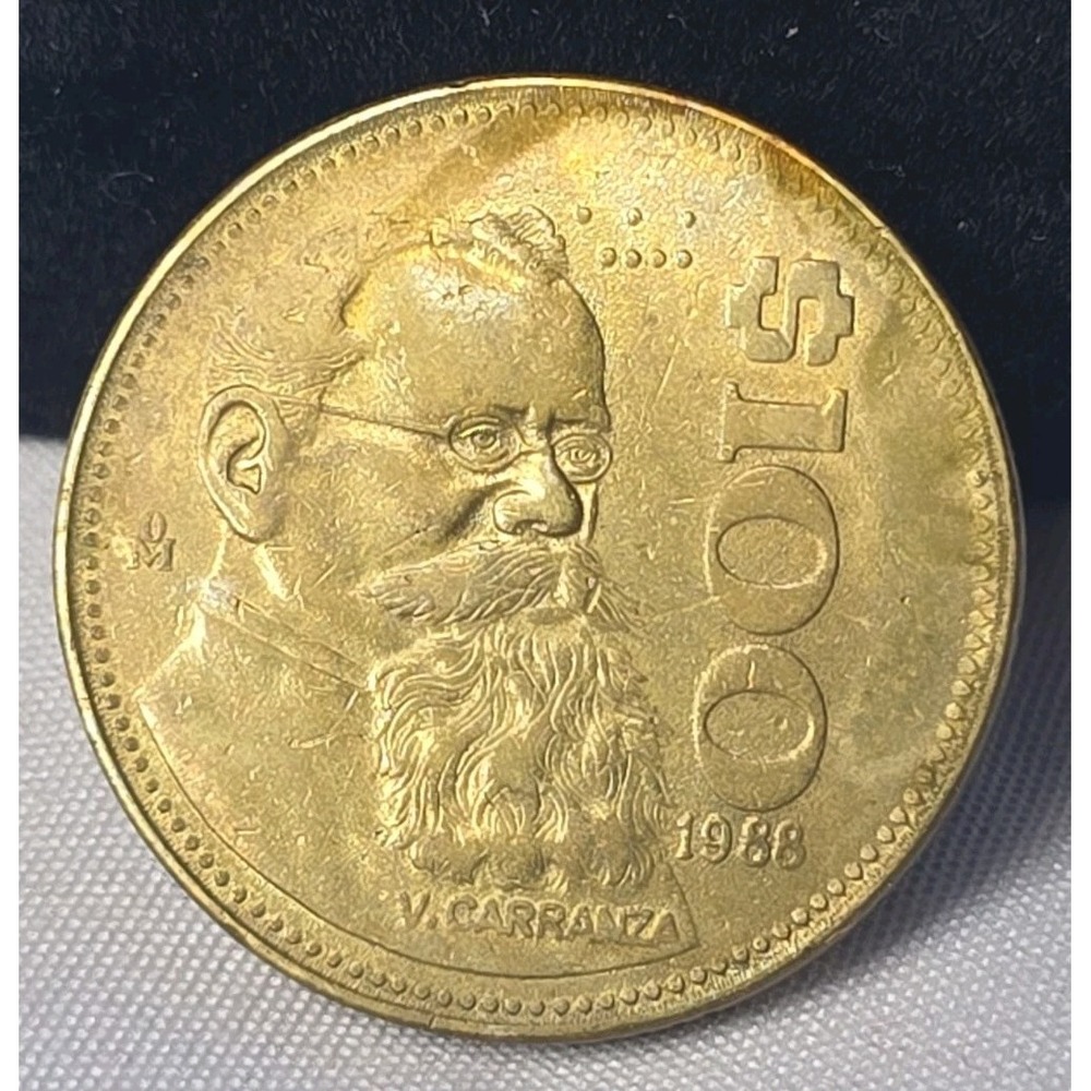 1988 Mexican 100 Pesos Coin Featuring the Profile of Venustiano Carranza